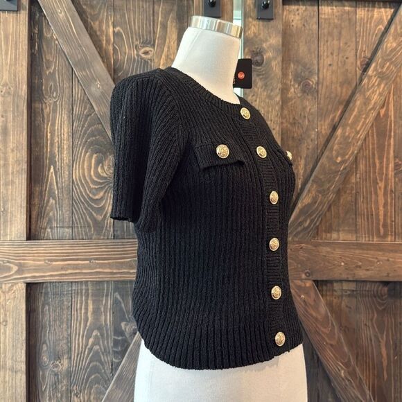 Summer Cropped Sweater Cardigan Short Sleeve Button Down Dressy Casual Knit Top - Picture 5 of 13